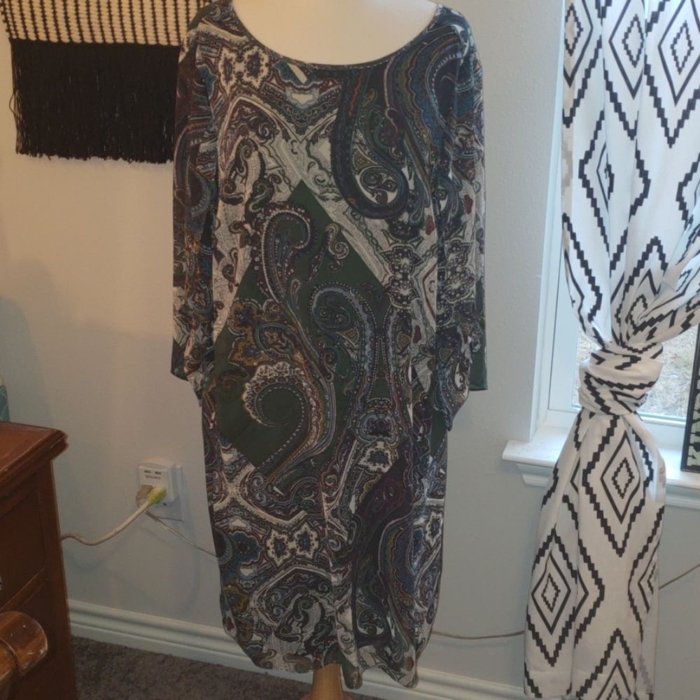Dress Barn Paisley Print green dress